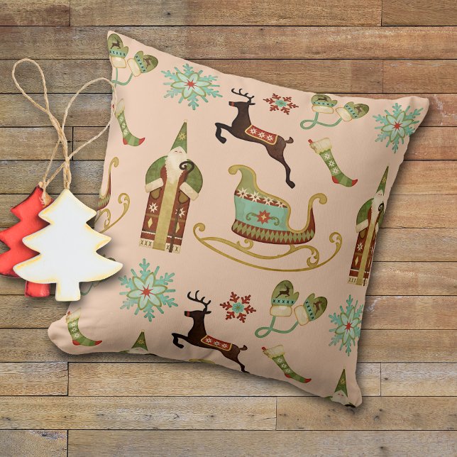 Christmas Village Pattern Vintage Cushion (Creator Uploaded)