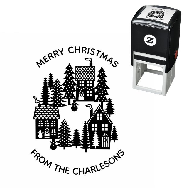 Christmas Village Personalised Holiday Self-inking Stamp (Christmas Village personalized holiday self inking stamp)