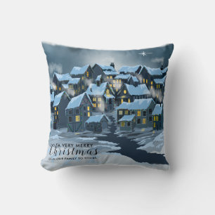 Christmas Village Pillow with northern star snow