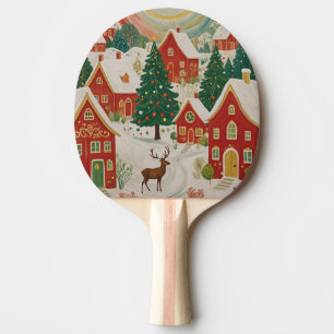 Christmas Village Ping Pong Paddle