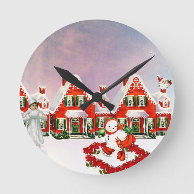 CHRISTMAS VILLAGE ROUND CLOCK (Front)