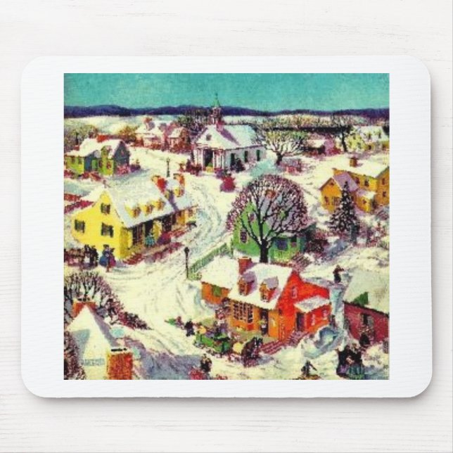 Christmas Village Scene Mouse Pad (Front)