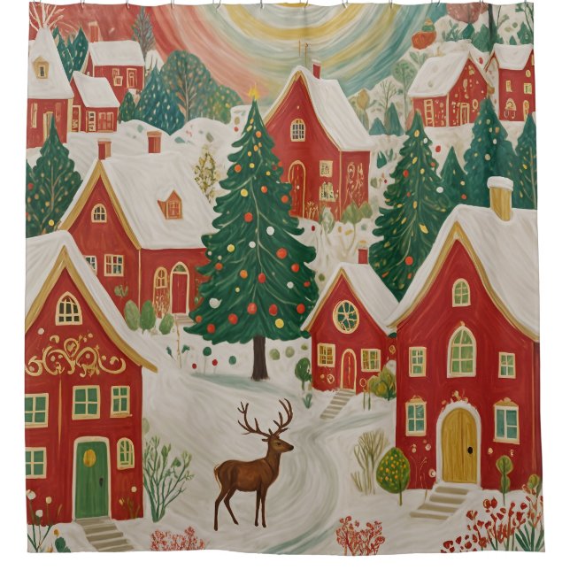 Christmas Village Shower Curtain (Front)