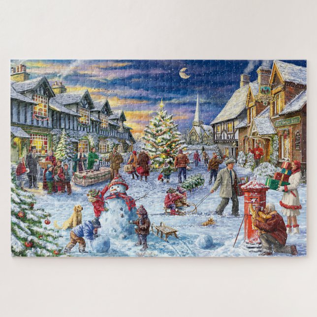 Christmas Village Snowfall Jigsaw Jigsaw Puzzle (Horizontal)