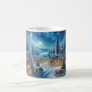 Christmas Village Snowy Scene Painting Coffee Mug