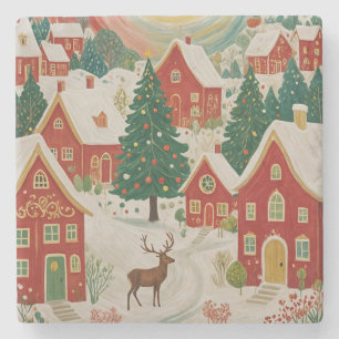Christmas Village Stone Coaster