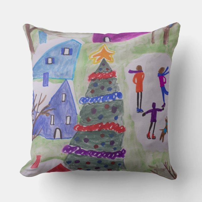 Christmas Village Throw Cushion (Front)