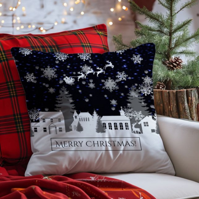 Christmas Village Throw Pillow (Christmas Village Holiday Throw Pillow)