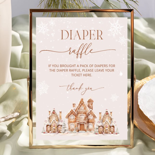 Christmas Village Winter Baby Shower Diaper Raffle Poster (Creator Uploaded)