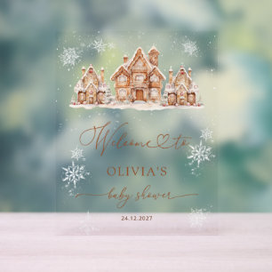 Christmas Village Winter Baby Shower Welcome Acrylic Sign