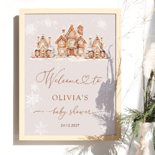 Christmas Village Winter Baby Shower Welcome Poster