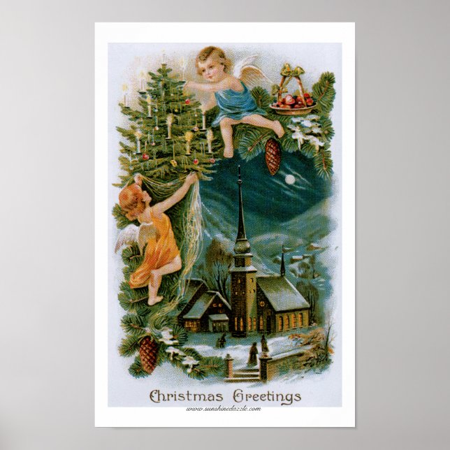 Christmas Village with Angels Poster (Front)