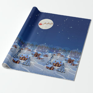 Christmas Village with Santa & Reindeers Wrapping Paper