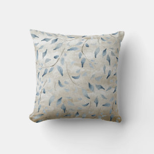 Christmas Vine Blue Leaves Rustic Vintage Elegant Cushion