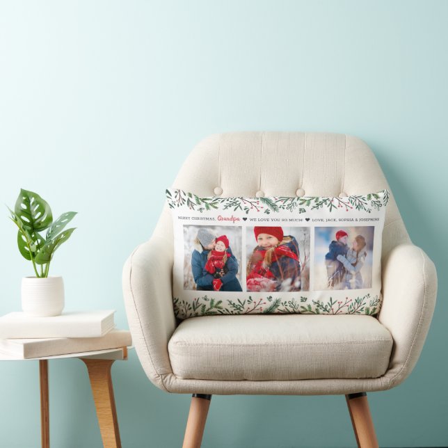 Christmas vines greenery photo holiday lumbar cushion (Chair)