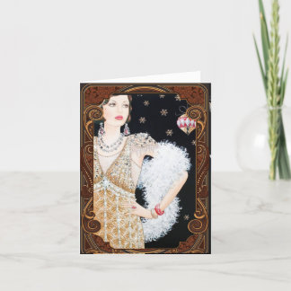 Christmas Vintage 1920s Flapper Holiday Card
