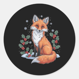 Christmas Vintage 90s Fox Woodland Animal Cottagec Classic Round Sticker