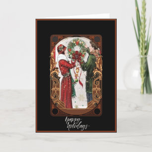 Christmas Vintage Art Deco Couple Holiday Card