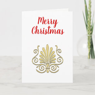 Christmas Vintage Art Deco Gold Plume Arabesque Holiday Card