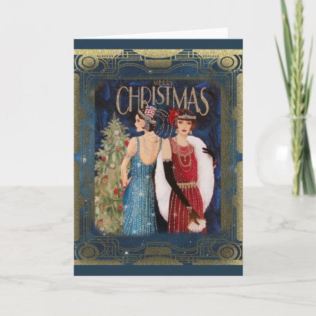 Christmas Vintage Art Deco Holiday Card (Front)