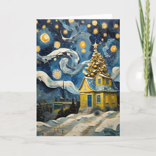 Christmas Vintage Art Inspired by Van Gogh Holiday Card