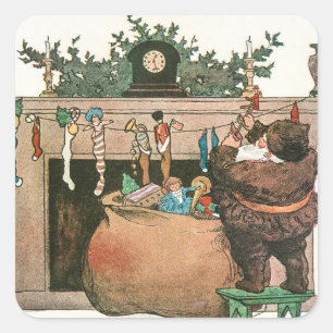 Christmas vintage art  square sticker