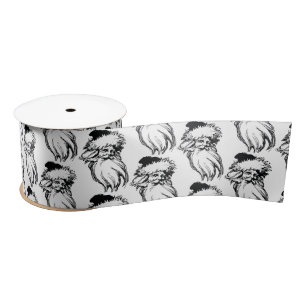 Christmas Vintage Black White Santa Satin Ribbon