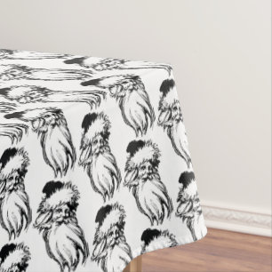 Christmas Vintage Black White Santa  Tablecloth