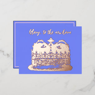 Christmas Vintage Crown Foil Invitation Postcard