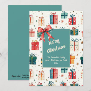 Christmas Vintage Gift Packages Flat Holiday Card