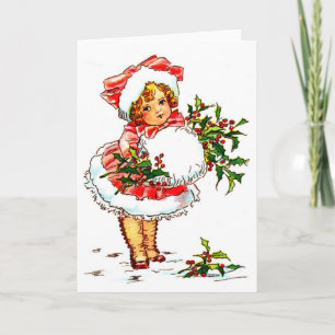 Christmas Vintage Girl Holiday Card