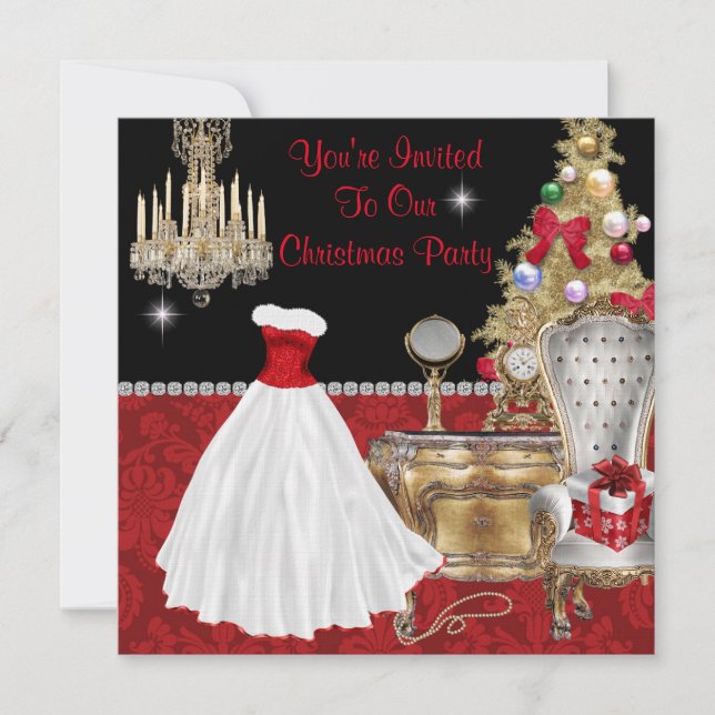 CHRISTMAS VINTAGE GLAMOUR INVITATIONS (Front)