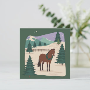 Christmas Vintage Horse 90s Style Retro Xmas Tree Holiday Card