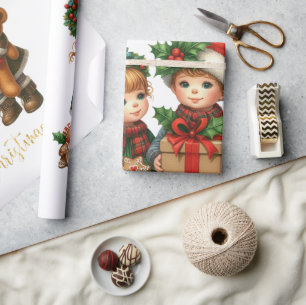 Christmas Vintage Kids Gifts Merry Christmas Wrapping Paper