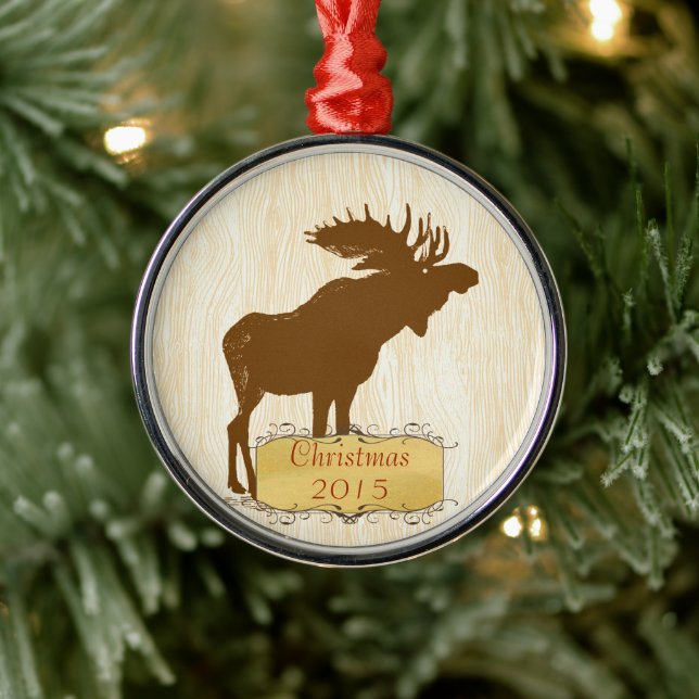 Christmas Vintage Moose Metal Ornament (Tree)