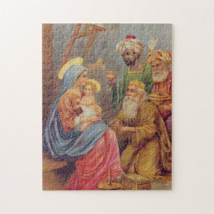 Christmas Vintage Nativity Jesus Illustration Jigsaw Puzzle