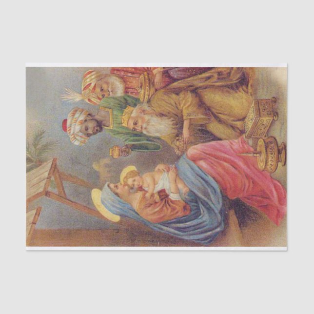 Christmas Vintage Nativity Jesus Illustration Tissue Paper (Front)