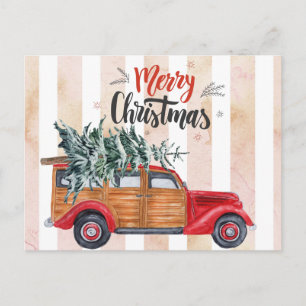 Christmas Vintage Panel Truck Postcard