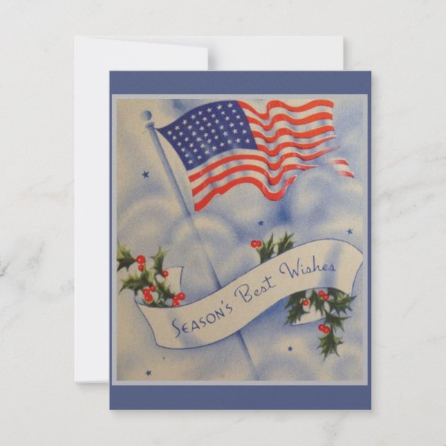 Christmas Vintage Patriotic American Flag Holiday Card (Front)