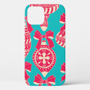Christmas vintage pattern. Seamless pattern with C iPhone 12 Case