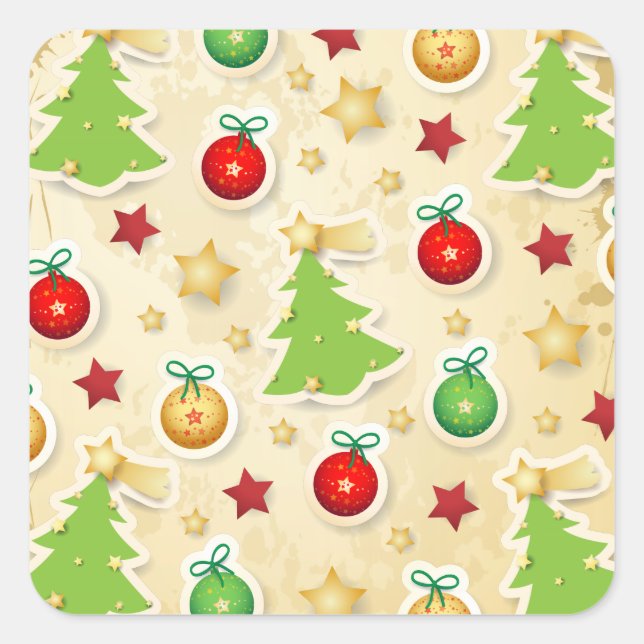 Christmas Vintage Pattern Square Sticker (Front)