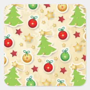 Christmas Vintage Pattern Square Sticker
