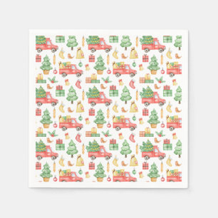 Christmas Vintage Red Truck Pattern Napkin