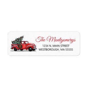 Christmas Vintage Red Truck Return Address Label
