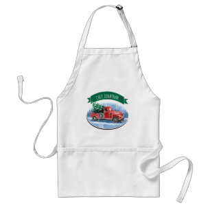 Christmas Vintage Red Truck with Tree Monogrammed Standard Apron