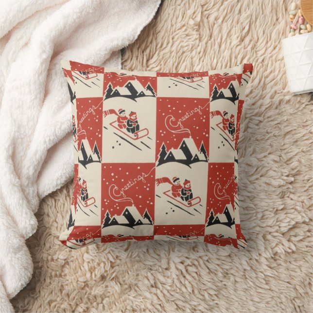 Christmas, Vintage, Retro, Holiday Pattern Pillow (Blanket)