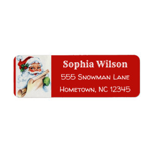 Christmas Vintage Retro Santa Claus Red Return Address Label
