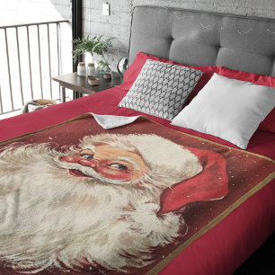 Christmas Vintage Santa Claus Fleece Blanket