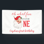 Christmas Vintage Santa First Birthday Banner<br><div class="desc">Oh what fun,  it is to be One! Christmas Vintage Santa first birthday party.</div>