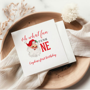 Christmas Vintage Santa First Birthday Napkin